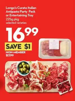 Longo's Curato Italian Antipasto Party Pack or Entertaining Tray offer