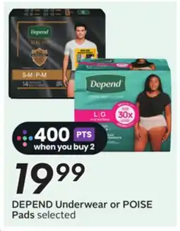 Sobeys DEPEND Underwear or POISE Pads offer