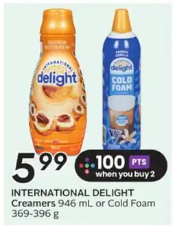 Sobeys INTERNATIONAL DELIGHT Creamers offer