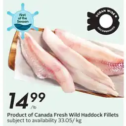 Sobeys Product of Canada Fresh Wild Haddock Fillets offer