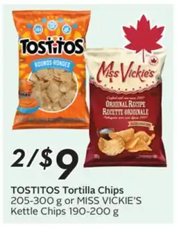 Sobeys Tortilla Chips 205-300 g or MISS VICKIE'S Kettle Chips 190-200 g offer