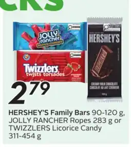 Sobeys HERSHEY'S Family Bars 90-120 g, JOLLY RANCHER Ropes 283 g or TWIZZLERS Licorice Candy 311-454 g offer