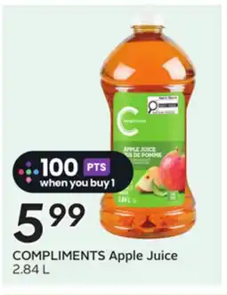 Sobeys COMPLIMENTS Apple Juice offer