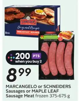 Sobeys MARCANGELO or SCHNEIDERS Sausages or MAPLE LEAF Sausage Meat offer