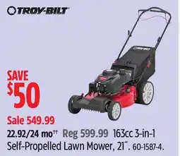 Canadian Tire TROY-BILT 163cc 3-in-1 Self-Propelled Lawn Mower, 21 offer
