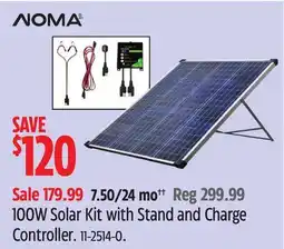 Canadian Tire Noma 100W Solar Kit with Stand and Charge Controller offer