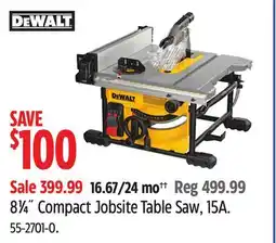 Canadian Tire DEWALT 8¼ Compact Jobsite Table Saw, 15A offer