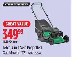 Canadian Tire CERTIFIED 174cc 3-in-1 Self-Propelled Gas Mower offer