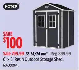 Canadian Tire KETER 6´ x 5´ Resin Outdoor Storage Shed offer