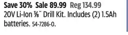 Canadian Tire 20V Li-Ion 3⁄8˝ Drill Kit offer