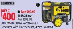 Canadian Tire CHAMPION 8000W/10,000W Portable Gas Generator With Electric Start offer