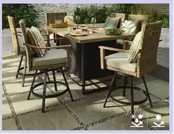 Canadian Tire Granville Fire Set, 7-Pc. 6 swivel chairs and high dining table with integrated gas fire pit offer