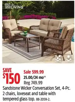 Canadian Tire For Living Sandstone Wicker Conversation Set, 4-Pc offer