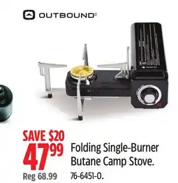 Canadian Tire Folding Single-Burner Butane Camp Stove offer