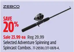 Canadian Tire Zebco Selected Adventure Spinning and Spincast Combos offer