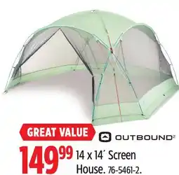 Canadian Tire OUTBOUND 14 x 14' Screen House offer