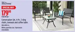 Canadian Tire Conversation Set, 4-Pc. 2 sling chairs, loveseat and coffee table offer