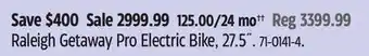 Canadian Tire Raleigh Getaway Pro Electric Bike offer