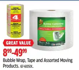 Canadian Tire Duck Bubble Wrap, Tape and Assorted Moving Products offer