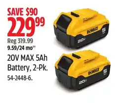 Canadian Tire 20V MAX 5Ah Battery, 2-Pk offer