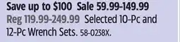 Canadian Tire Selected 10-Pc and 12-Pc Wrench Sets offer