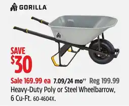 Canadian Tire Heavy-Duty Poly or Steel Wheelbarrow, 6 Cu-Ft offer