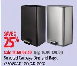 Canadian Tire Selected Garbage Bins and Bags offer