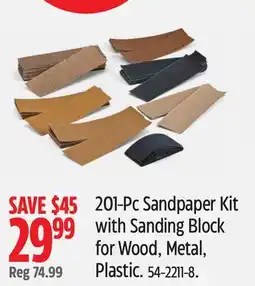 Canadian Tire 201-Pc Sandpaper Kit with Sanding Block for Wood, Metal, Plastic offer