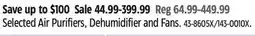 Canadian Tire Selected Air Purifiers, Dehumidifier and Fans offer
