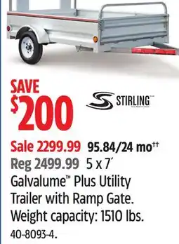 Canadian Tire Stirling Galvalume Plus Utility Trailer with Ramp Gate offer