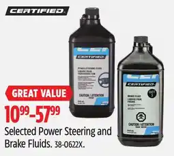 Canadian Tire CERTIFIED Selected Power Steering and Brake Fluids offer