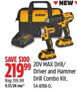 Canadian Tire DEWALT 20V MAX Drill/Driver and Hammer Drill Combo Kit offer