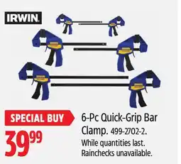 Canadian Tire 6-Pc Quick-Grip Bar Clamp offer