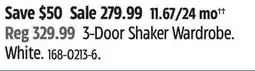 Canadian Tire 3-Door Shaker Wardrobe offer