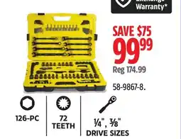 Canadian Tire 126-PC 72 TEETH 1/4, 3/8 DRIVE SIZES offer