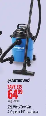 Canadian Tire MASTERVAC 22L Wet/Dry Vac offer