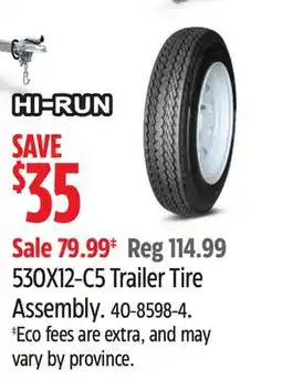 Canadian Tire HI-RUN 530X12-C5 Trailer Tire Assembly offer
