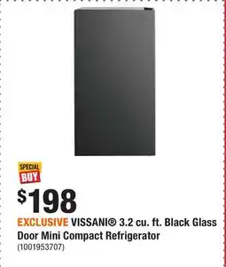 Home Depot EXCLUSIVE VISSANI 3.2 cu. ft. Black Glass Door Mini Compact Refrigerator offer