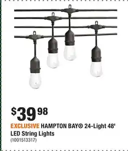 Home Depot EXCLUSIVE HAMPTON BAY 24-Light 48' LED String Lights offer