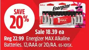 Canadian Tire Energizer MAX Alkaline Batteries offer