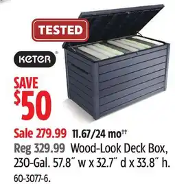 Canadian Tire KETER Wood-Look Deck Box 230-Gal offer