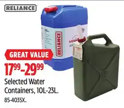 Canadian Tire Selected Water Containers, 10L-23L offer