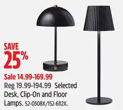 Canadian Tire Selected Desk, Clip-On and Floor Lamps offer