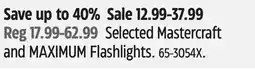 Canadian Tire Selected Mastercraft and MAXIMUM Flashlights offer