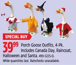 Canadian Tire Porch Goose Outfits, 4-Pk. Includes Canada Day, Raincoat, Halloween and Santa offer