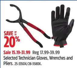 Canadian Tire Motomaster Selected Technician Gloves, Wrenches and Pliers offer