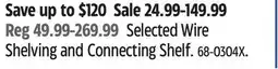 Canadian Tire Selected Wire Shelving and Connecting Shelf offer
