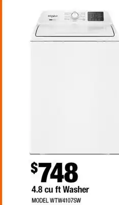 Home Depot 4.8 cu.ft Washer offer