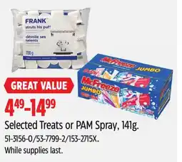 Canadian Tire Selected Treats or PAM Spray offer