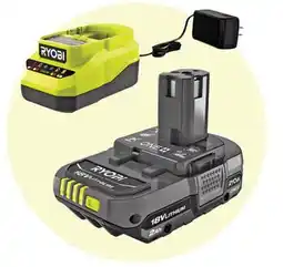 Home Depot Ryobi 18V ONE+ 2.0Ah compact battery and charger kit offer
